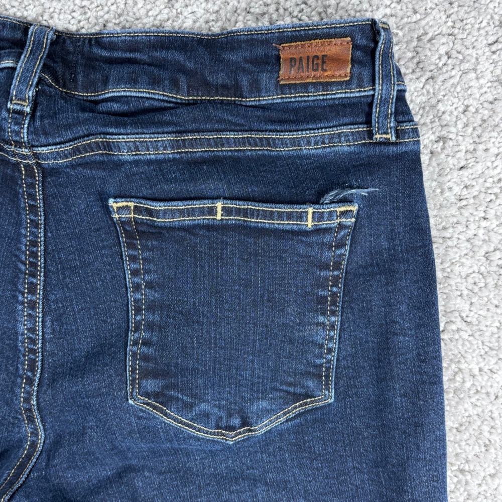 Paige Denim Dark‎ Wash Mid Rise Roll Cuff Bermuda Shorts Womens Size 28 - Picture 10 of 11